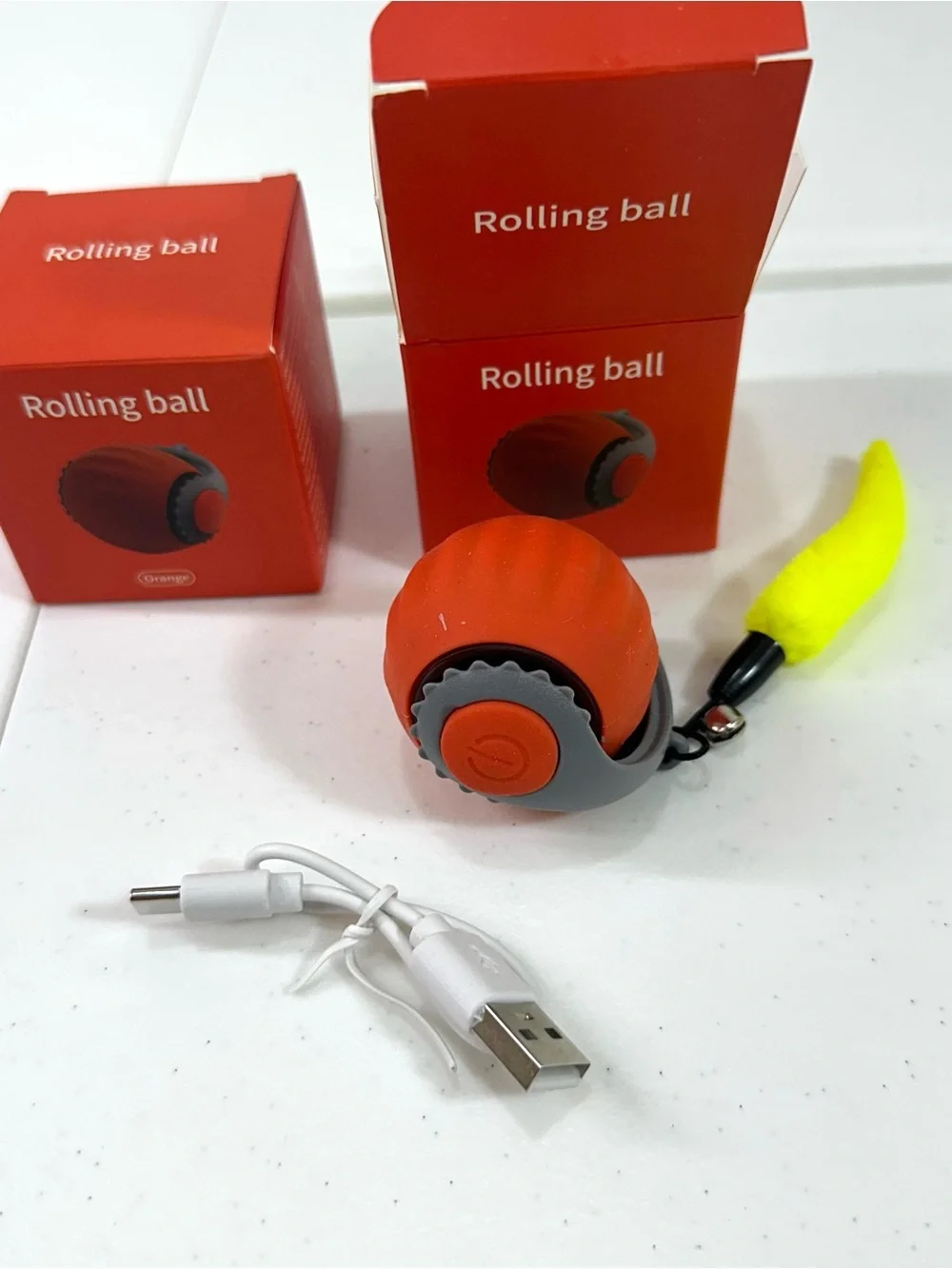 2 Pack of Bright Orange Speedy Sprint Ball Cat Toy